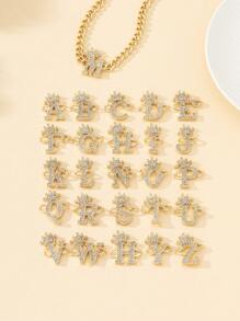 1入組嘻哈鋅水鑽裝飾字母皇冠吊墜項鍊適合女士男士日常裝飾