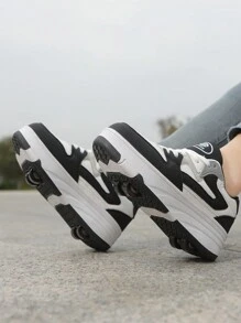 Transformable 4-Wheel Roller Skates For Teens, Unisex Roller Shoes With Removable Wheels For Skating/Walking