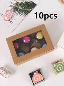 5pcs/10pcs Paperboard Cupcake/Pastry Boxes, Suitable For Baked Goods, Festivals, Parties