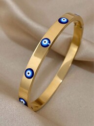 1 pièce Bracelet en acier inoxydable de style européen avec design œil du mal, convient pour les fêtes, les rassemblements et le port quotidien pour femmes