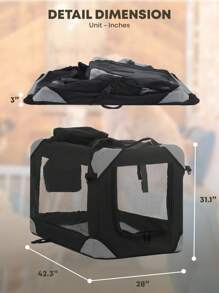 3-Door Portable Folding Soft Dog Crate Dog Kennel Lightweight Foldable Travel Dog Crate With Mesh Windows For Indoor Outdoor Travel - 黑色 - 查看 6