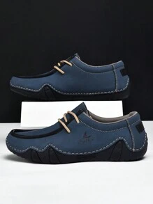 Salkin 新款设计师手工男士系带休闲乐福鞋，普鲁士蓝莫卡辛鞋，轻便透气，柔软舒适，防滑橡胶鞋底，适合户外活动，春夏秋季皆宜，是馈赠佳品。尺码偏小，建议选购大一码。 - 藍色 - 查看 5