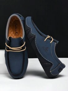 Salkin 新款设计师手工男士系带休闲乐福鞋，普鲁士蓝莫卡辛鞋，轻便透气，柔软舒适，防滑橡胶鞋底，适合户外活动，春夏秋季皆宜，是馈赠佳品。尺码偏小，建议选购大一码。 - 藍色 - 查看 7