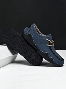 Salkin 新款设计师手工男士系带休闲乐福鞋，普鲁士蓝莫卡辛鞋，轻便透气，柔软舒适，防滑橡胶鞋底，适合户外活动，春夏秋季皆宜，是馈赠佳品。尺码偏小，建议选购大一码。 - 藍色 - 查看 6