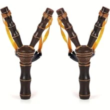 1入組竹彈弓竹製手工藝品戶外射擊，帶經典製作的戶外木製彈弓玩具，適用於彈弓遊戲狩獵 - 彩色 - 查看 2