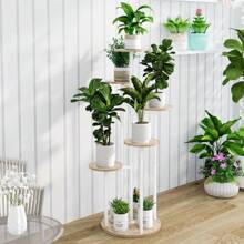 Plant Stand Indoor 6 Tier 9 Potted Multiple Flower Pot Holder For Patio Garden Balcony Living Room Corner ( Black+Rustic Brown,White) Outdoor Decor - White - View 7