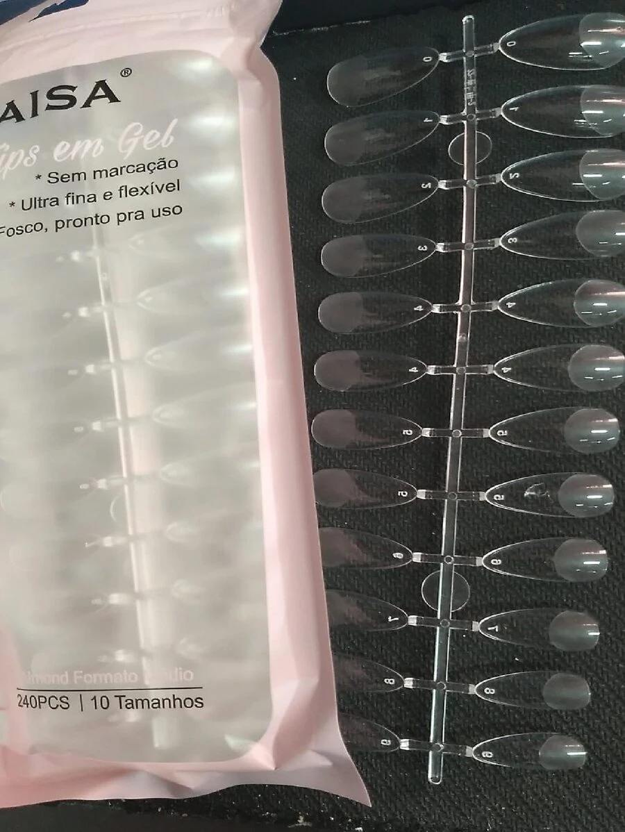 Unhas Soft Tips em Gel ALMOND – Transparente 240 PCS Festa Junina