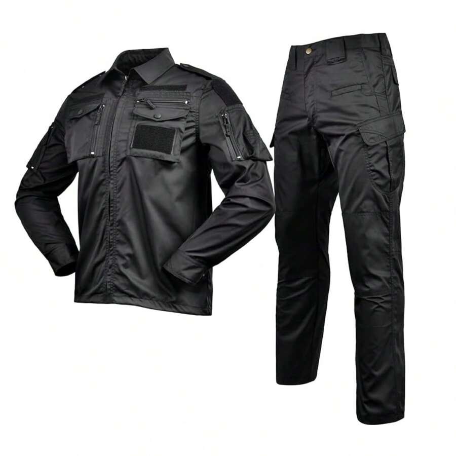 Chaqueta Táctica de Senderismo para Hombre, Ropa de Concha Suave de Piel de Tiburón, Cortavientos, Capucha, Chaqueta Militar de Campo, Tela de Lana, Táctico a Prueba de Viento, Impermeable, Rompevientos, Lluvia, Invierno. - Negro 2 - Ver 1