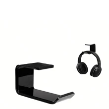 [1 Pacote] Suporte para Fone de Ouvido, Gancho de Montagem Sob Mesa, Suporte para Todos os Tamanhos de Fones de Ouvido Com Fio e Sem Fio/Fones de Ouvido de Jogos/Earphone, Preto - Preto - Visão 4