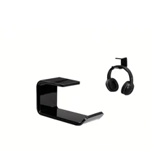 [1 Pacote] Suporte para Fone de Ouvido, Gancho de Montagem Sob Mesa, Suporte para Todos os Tamanhos de Fones de Ouvido Com Fio e Sem Fio/Fones de Ouvido de Jogos/Earphone, Preto - Preto - Visão 5