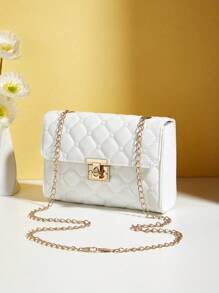 女士休闲百搭简约菱形链条斜挎包