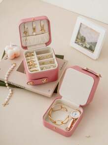 CASEGRACE 1pc Three-Layer Jewelry Storage Box With Large Capacity For Necklace, Ring, Earring, And Other Accessories Wedding Birthday Gift Case - Multicolor - View 3