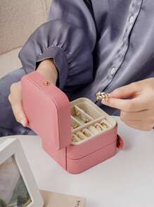 CASEGRACE 1pc Three-Layer Jewelry Storage Box With Large Capacity For Necklace, Ring, Earring, And Other Accessories Wedding Birthday Gift Case - Multicolor - View 7