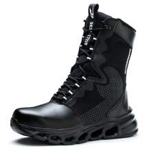 Botas tácticas militares para hombres, impermeables y a prueba de polvo, botas de trabajo para desierto, ligeras, para senderismo al aire libre y motocicleta - Negro - Ver 1