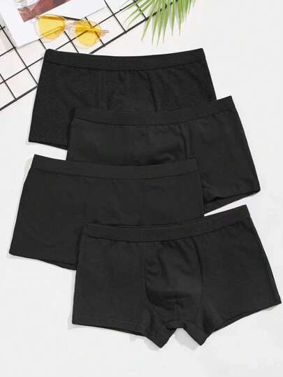 4 peças de cueca samba-canção masculina casual respirável