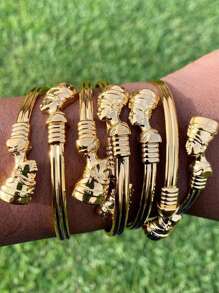 1 pièce Bracelet ajustable Néfertiti, reine égyptienne, pour femmes et hommes, bracelet africain de couple, bijoux de hip-hop punk, cadeaux 2024