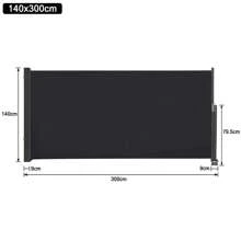 VA-Cerulean Store latéral extensible, protection contre le vent, auvent mural latéral, toile de store pour terrasse et balcon, 100x300cm / 120x300cm / 140x300cm, anthracite - Noir - Voir 10