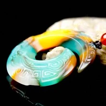 1 Natural Jade Amulet Necklace Pendant, Gemstone Necklace, Jade Jewelry In Various Colors To Choose From, Handmade Unique Necklace, Gift For Family, Holiday Gift.(Complimentary: Lanyard, Gift Box) - Blue Color - View 7