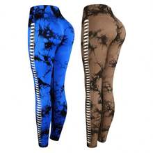 Calça legging tie dye com escavar na lateral e levanta bumbum - Multicolorido - Visão 6