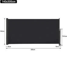 VA-Cerulean Store latéral extensible, protection contre le vent, auvent mural latéral, toile de store pour terrasse et balcon, 100x300cm / 120x300cm / 140x300cm, anthracite - Noir - Voir 8