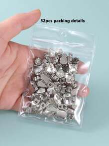 52/58/100 Chiếc May Thủ Công Trên Kính Kim Cương Giả Kim Loại Móng Vuốt Kim Cương Giả May Trang Trí - trắng - Xem 3