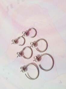 Earring 3 Pairs Surgical Stainless Steel Hoop Earrings Women Men Trio Earring Hoop Earrings - 銀色 - 查看 2