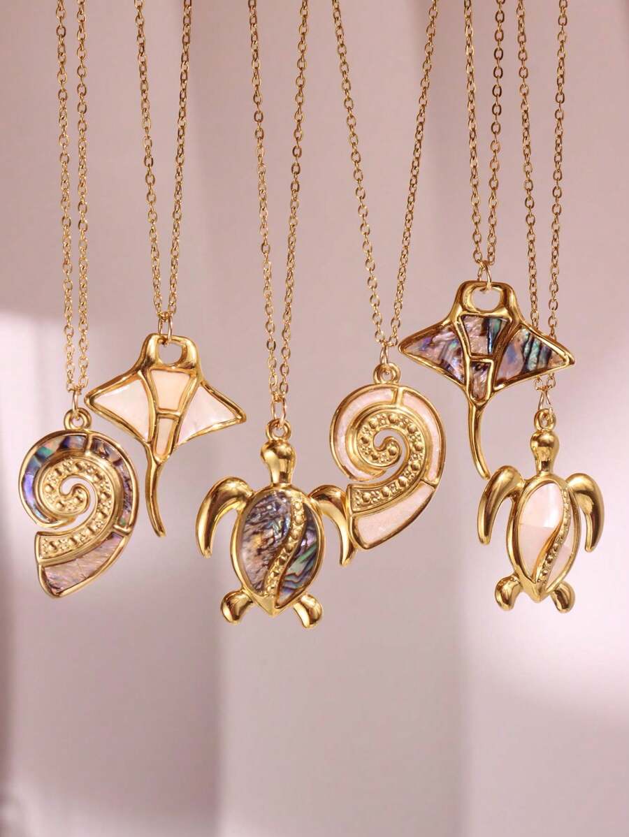 1 Máy Tính Màu Trắng Tự Nhiên Rùa Biển Xà Cừ Devilfish Mặt Dây Chuyền Vòng Cổ Vintage Thanh Lịch Tự Làm Trang Sức Nữ Mùa Hè Biển Đời Trang Sức - nhiều màu - Xem 1