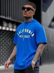 Men's Oversized California West Coast 100% Cotton T-Shirt From S To Plus Size G3 - Màu xanh lam - Xem 2