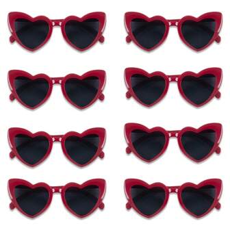 8pcs Red Heart Glasses, Fashionable Alien Plastic Glasses For Parties And Gatherings, Christmas