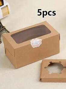 5pcs/10pcs Paperboard Cupcake/Pastry Boxes, Suitable For Baked Goods, Festivals, Parties