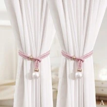2pcs Baby Nursery Curtain Tie Backs, Adjustable Pearled Curtain Hooks For Living Room, Balcony Curtains, No Drilling Required - Multicolor - View 3