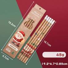 6pcs/Box Popular Christmas Cartoon Pencils With Pencil Case, Erasers Included, Christmas Gifts