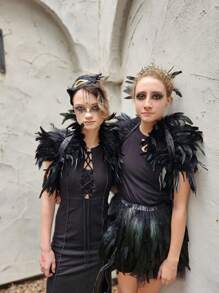 Halloween Lông Vũ Nhún Vai Khăn Choàng Quấn Vai Mũi Retro Gothic Cổ Cosplay Diễn Sân Khấu Cổ Giả Quần Áo Phụ Kiện - Nhiều màu - Xem 2