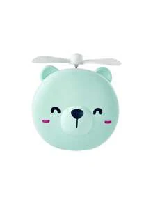 3 en 1 Espejo de maquillaje de cerdo rosa Ventilador de retención portátil Cargador USB Ventilador pequeño con luz de relleno LED Espejo de belleza Espejo portátil para estudiantes Espejo de luz de relleno Lindo regalo de cumpleaños - Verde - Ver 3