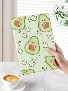 1pc Summer Avocado Printed Tablet Protective Case, Shockproof With Pencil Slot, Support Sleep/Wake Function, Compatible With Samsung, Huawei, Xiaomi And IPad