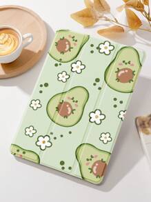 1pc Summer Avocado Printed Tablet Protective Case, Shockproof With Pencil Slot, Support Sleep/Wake Function, Compatible With Samsung, Huawei, Xiaomi And IPad