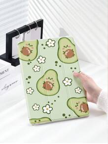 1pc Summer Avocado Printed Tablet Protective Case, Shockproof With Pencil Slot, Support Sleep/Wake Function, Compatible With Samsung, Huawei, Xiaomi And IPad