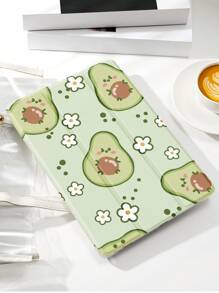 1pc Summer Avocado Printed Tablet Protective Case, Shockproof With Pencil Slot, Support Sleep/Wake Function, Compatible With Samsung, Huawei, Xiaomi And IPad