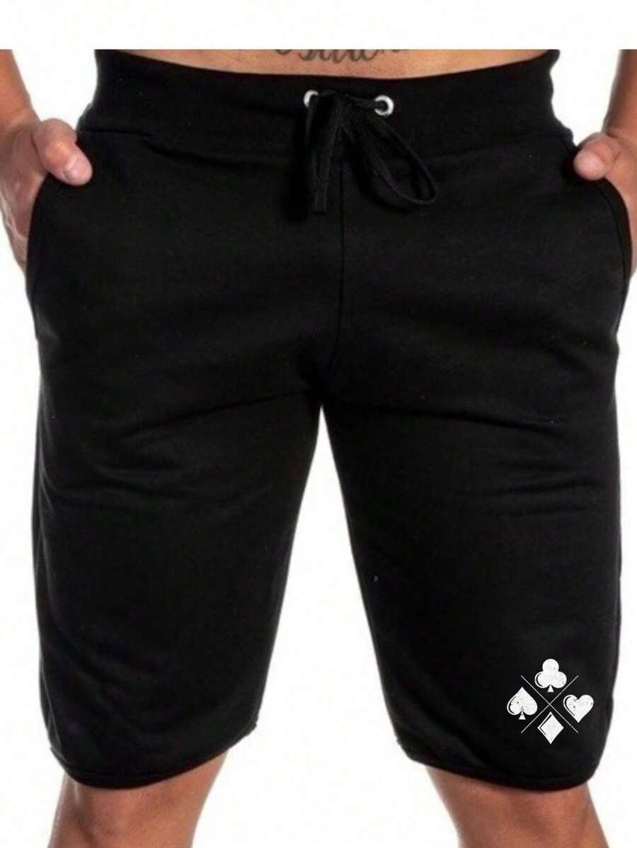 Men's Short Bermuda Sweatshirt With Front Pocket - 黑色 - 查看 1