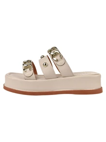 Papete Platform Sandal Straps Chain Summer FashionComfortable New - trắng - Xem 2