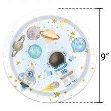 10 件/20 件蓝色宇航员派对用品太空主题派对纸盘餐巾餐具套装银河太空星球宇航员主题生日派对装饰品，适用于万圣节或圣诞节派对， - 彩色 - 查看 5