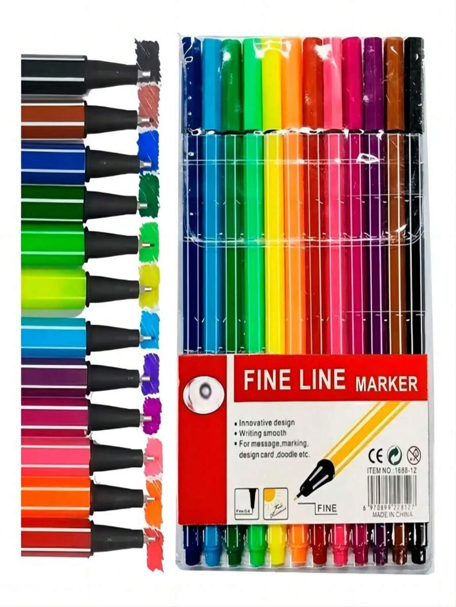 KIT 12 Colors/Fine Point Pen Type Stabilo 0.4 Mm. Back To School - 彩色 - 查看 1