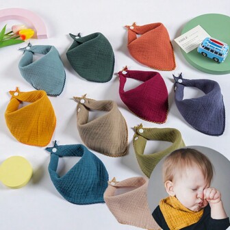 10 piezas/set Baberos de gasa doble cara para bebé, toallas de babeo para bebés