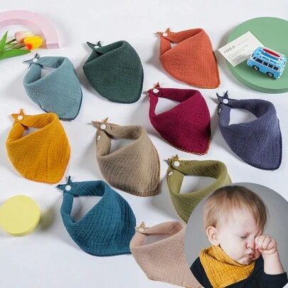 10件/套婴儿双面纱布围兜，婴儿口水巾