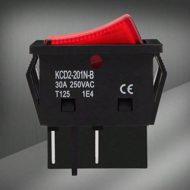 30A 250V KCD2 KCD4 Rocker Switch DPST 4 Pin Red Blue Green Lighted 120V