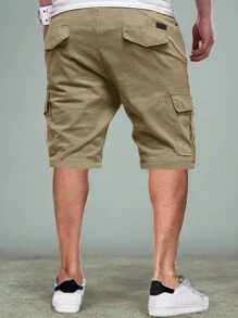 Classic Cargo Shorts, Men's Casual Multi-Pocket Drawstring Waist Cargo Shorts For Outdoor Wear In Summer, Bermuda Shorts