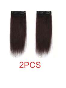 2 件 12 英寸厚直发片增加额外发量夹式接发短发隐形蓬松发片发垫扩大头发顶部适合头发稀疏的女性 - 棕色 - 查看 5