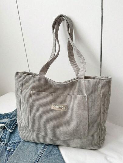 Bolso tote de gran capacidad con estampado de letras de pana para mujer, bolso de hombro de unicolor de pana de tendencia, bolso de mano ideal como regalo de vuelta al colegio, idea de regalo de agradecimiento, regalos de aprecio, bolsa con monograma, reutilizable, bolso de maestro, bolso de compras navideñas, educador, regalo ideal para dama de honor, mejores regalos para maestros por siempre, bolso tote grande de tendencia, mejores ideas de inspiración otoñal