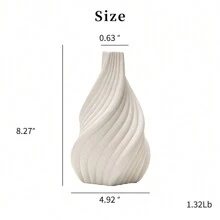 1Pc Minimalist Style Stripe Shape White Ceramic Vase Bedroom Living Room Home Decor Flower Vase Rama Decoration Rama Room Decor Glass Vase