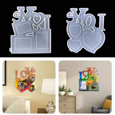 1 件爱心树脂相框模具、相框环氧树脂模具、不对称形状相框硅胶模具，用于家居装饰、DIY 个性化工艺品、纪念品和手工礼品、制作个性化纪念品手工工艺品家居装饰、展示架模具